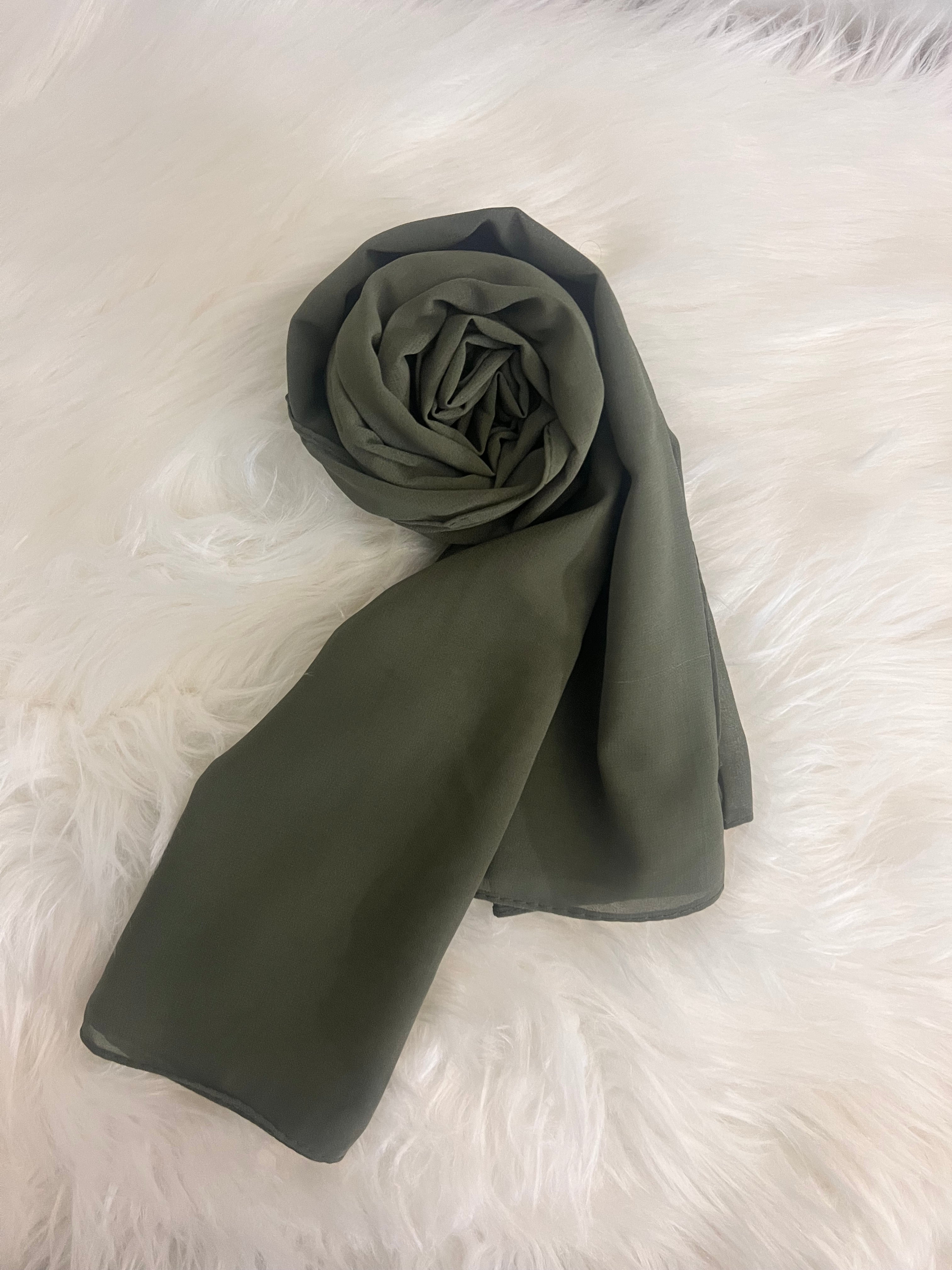 Essential Georgette Hijab/Stole- Army Green