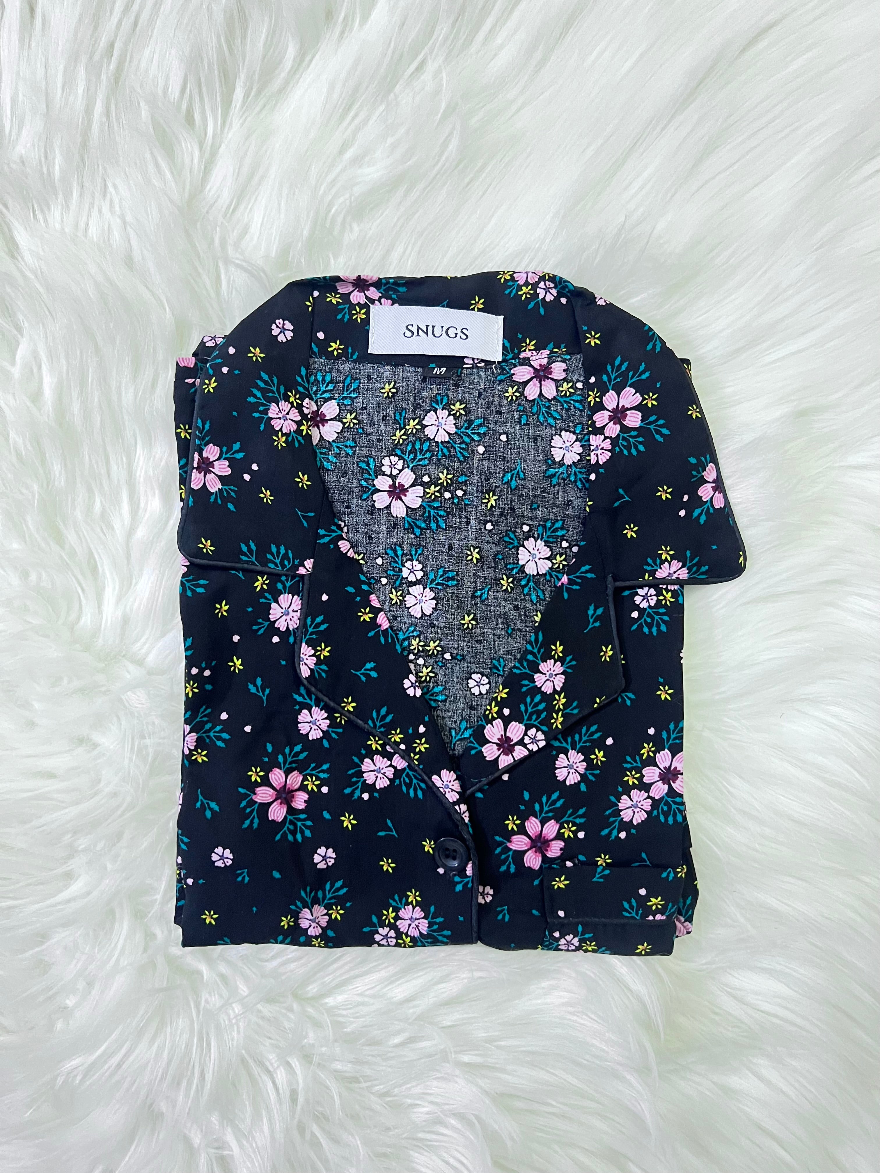 Black Pink flower Sleepwear