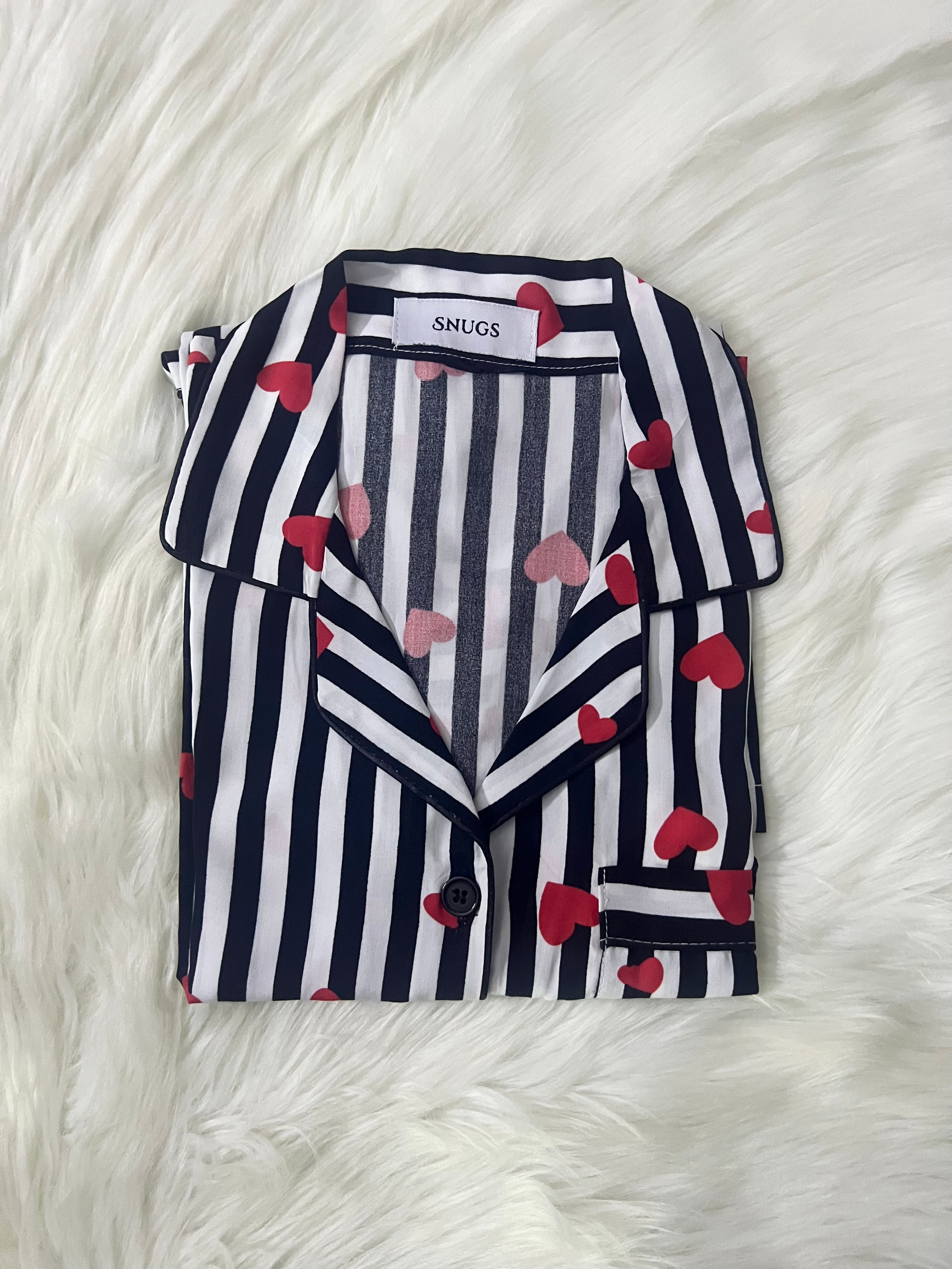 Stripes Red Hearts Sleepwear