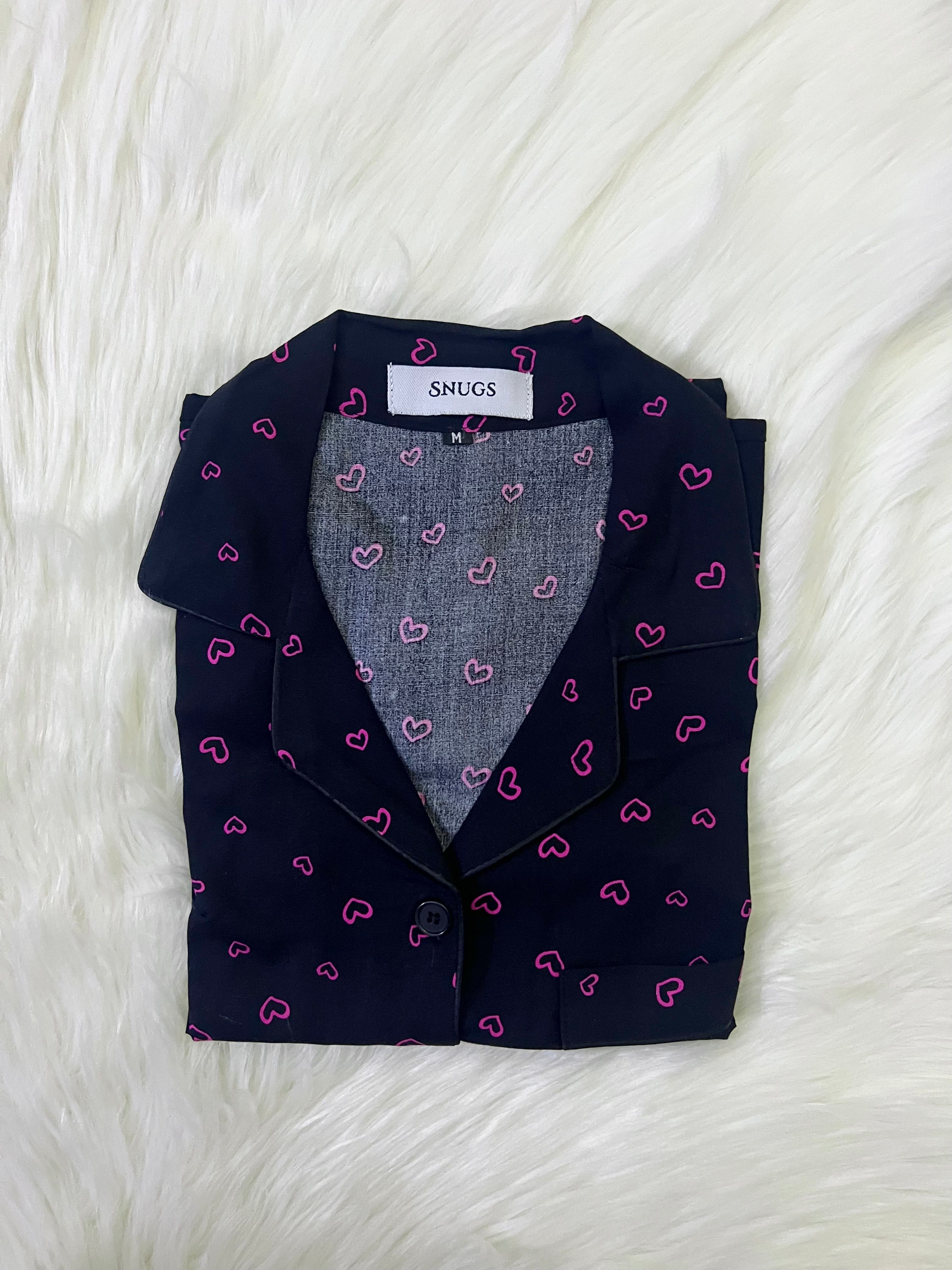 Black Pink Hearts Sleepwear