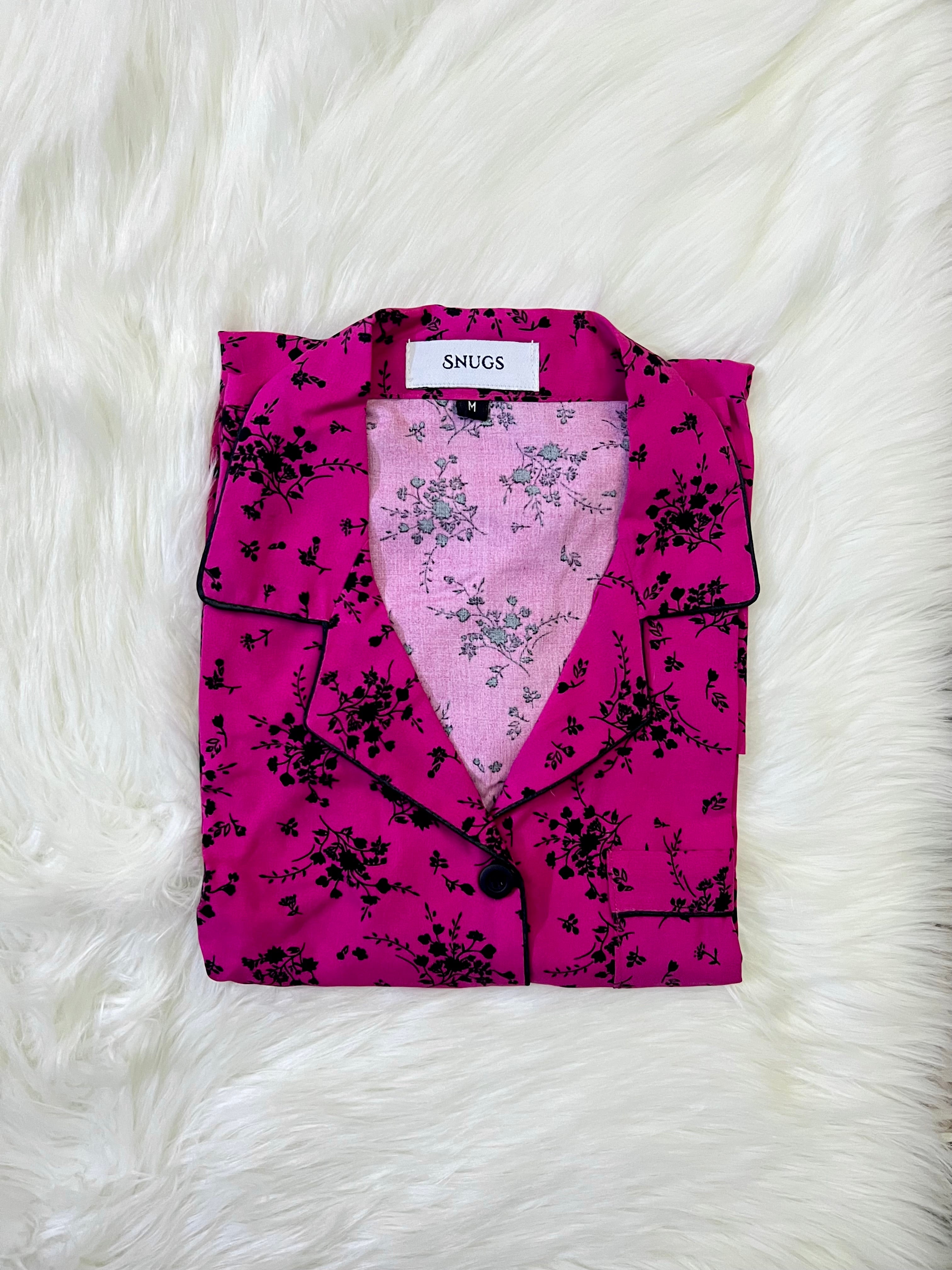 Pink Black Floral Sleepwear