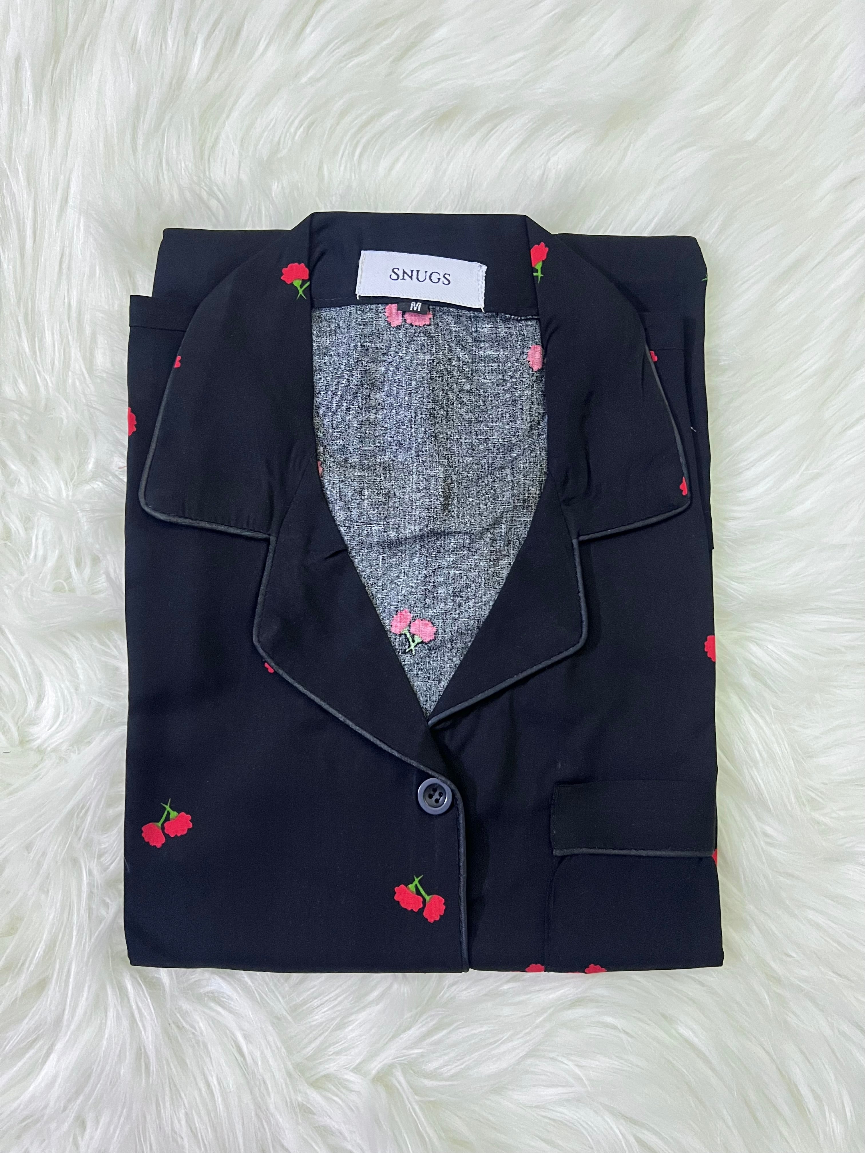 Black Red Blossom Sleepwear