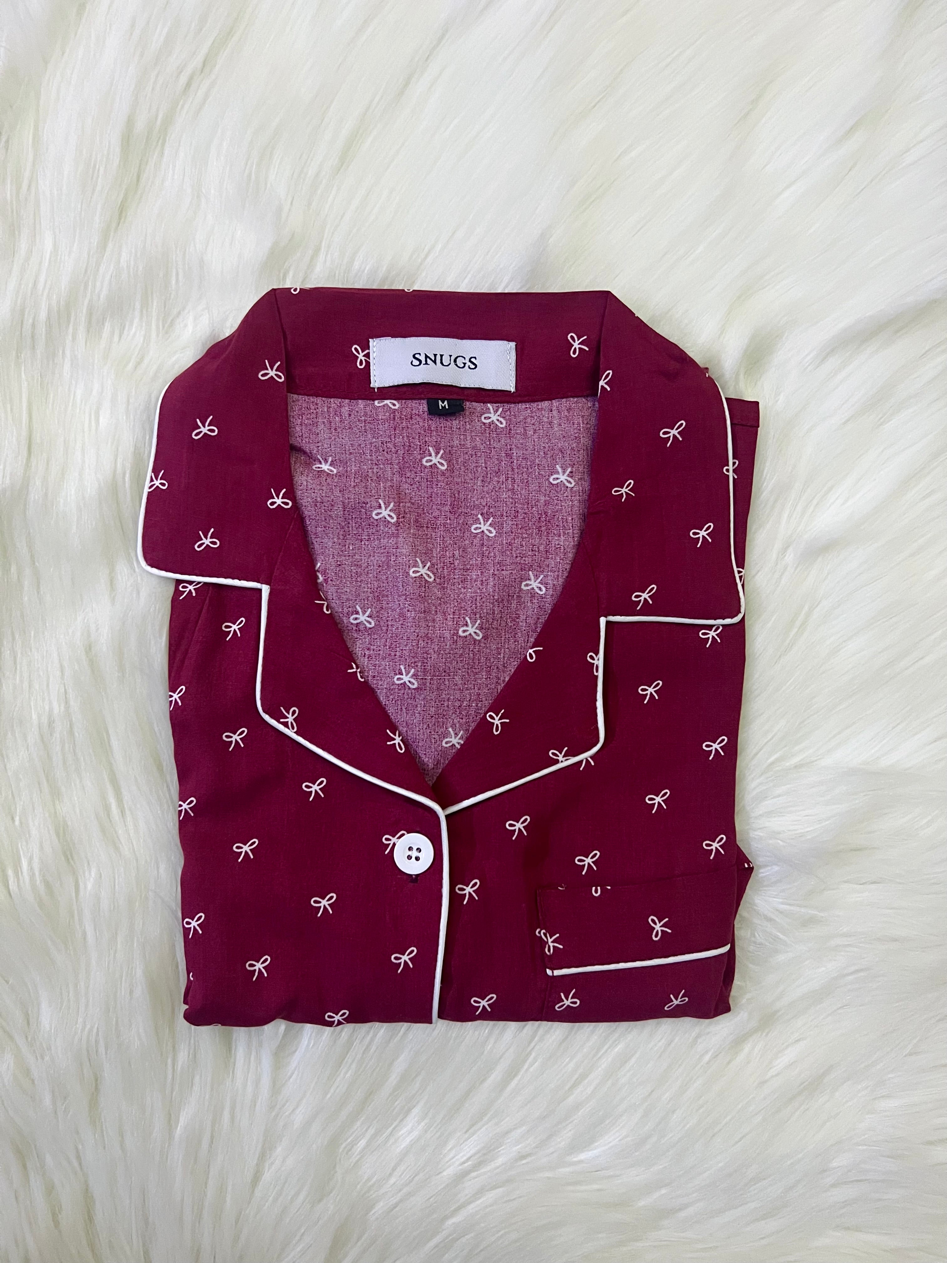 Maroon Bow Sleepwear
