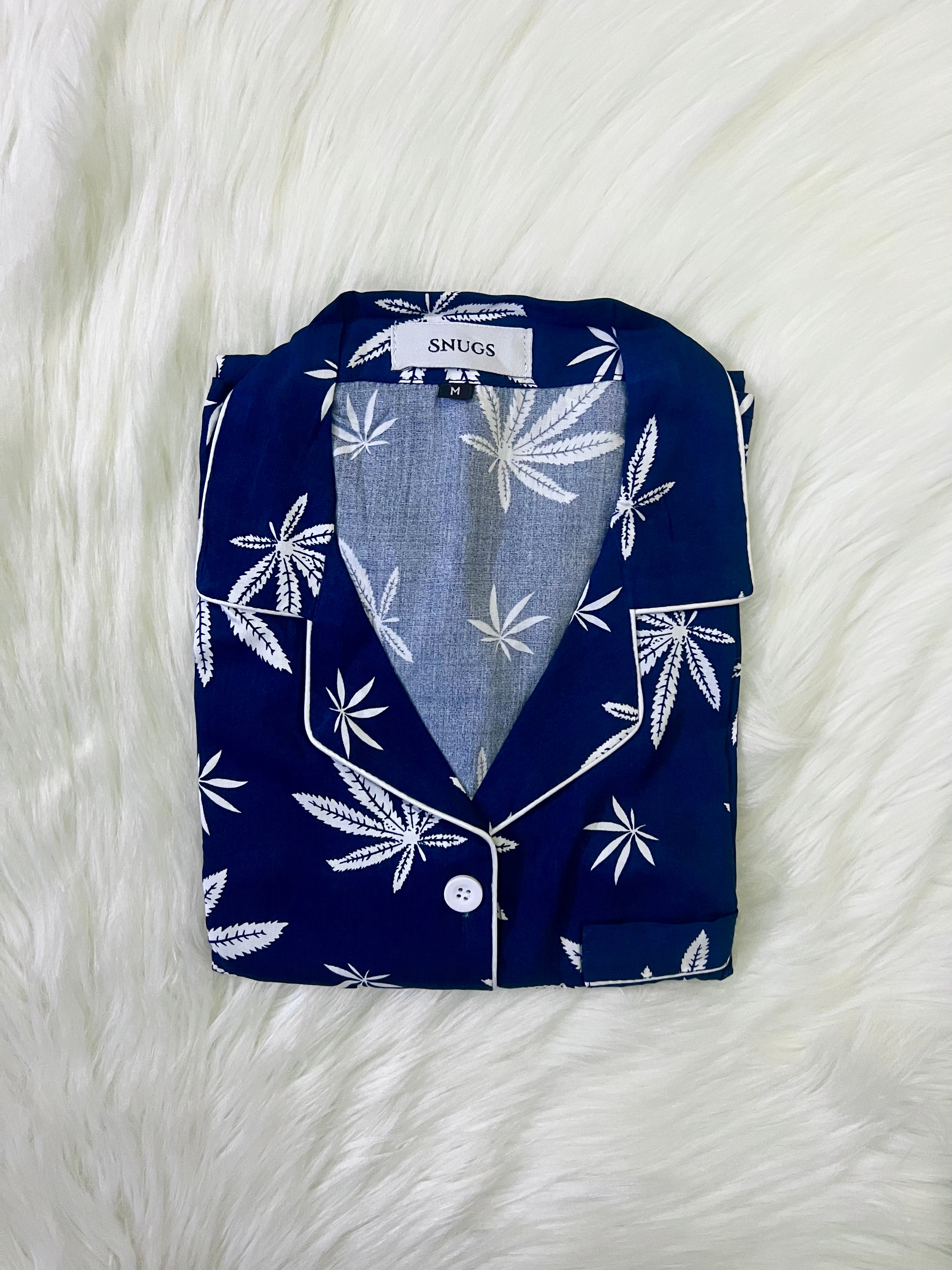 Navy Palm Leaf Sleepwear