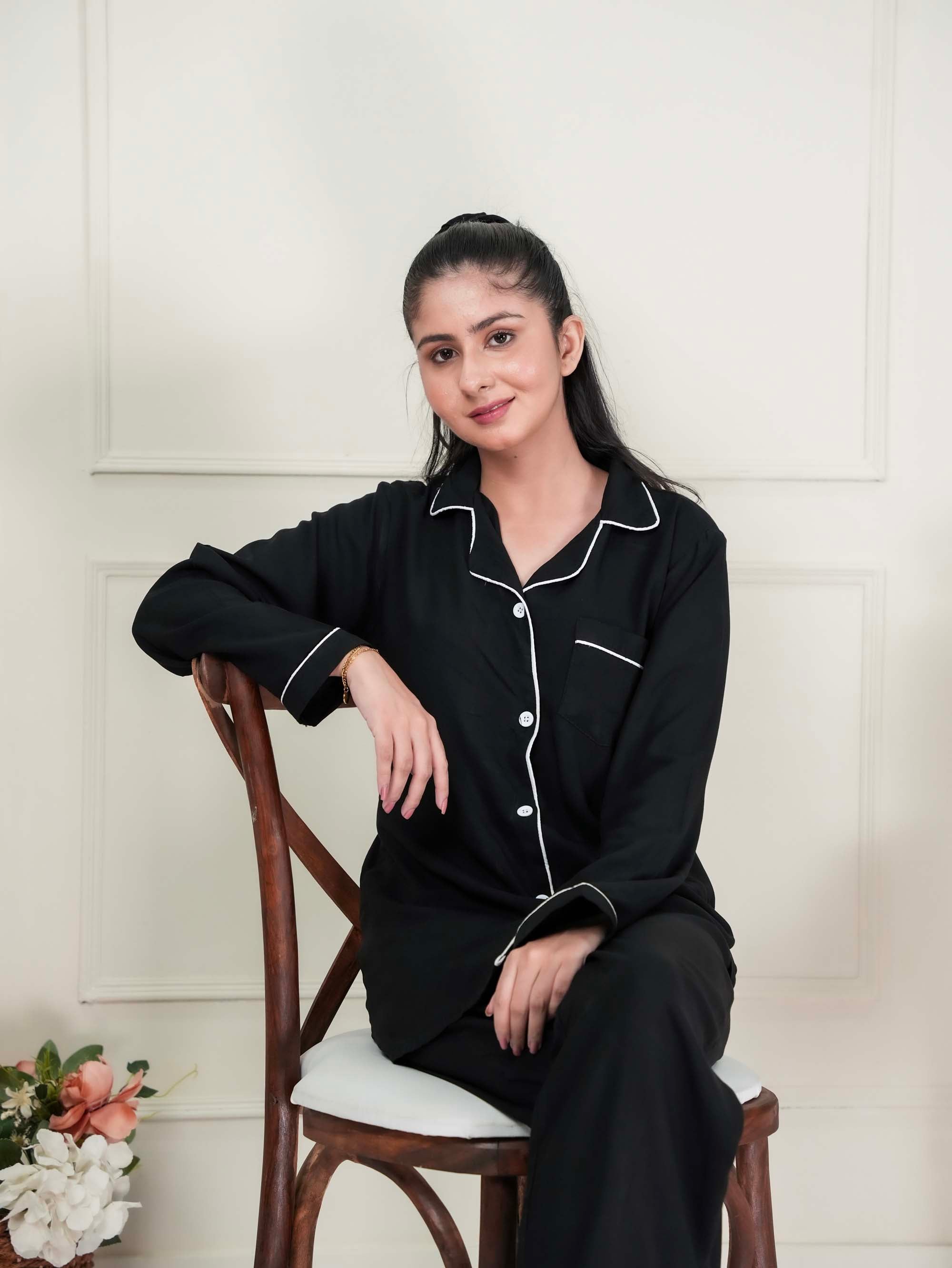 Solid Black Sleepwear
