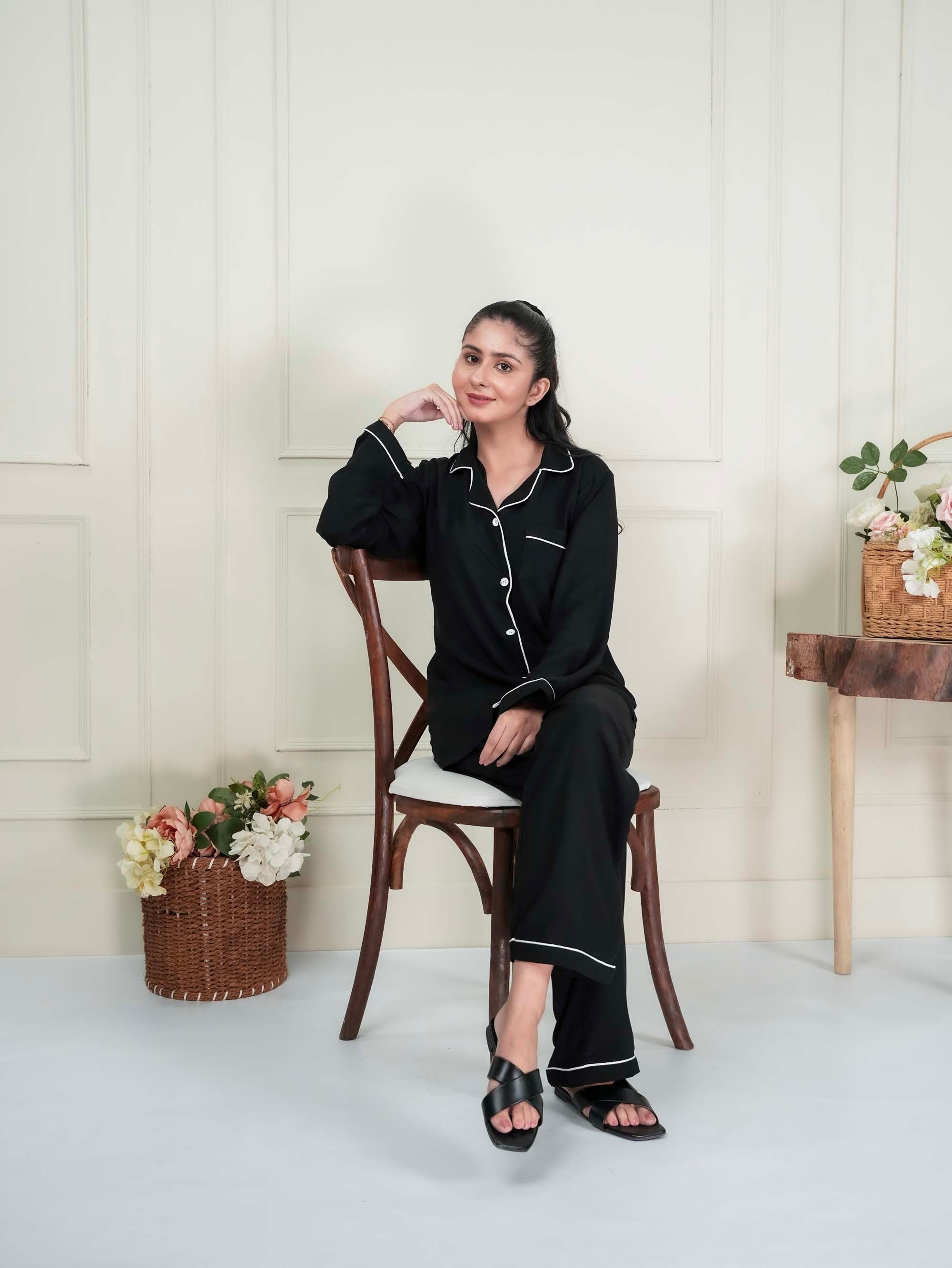 Solid Black Sleepwear