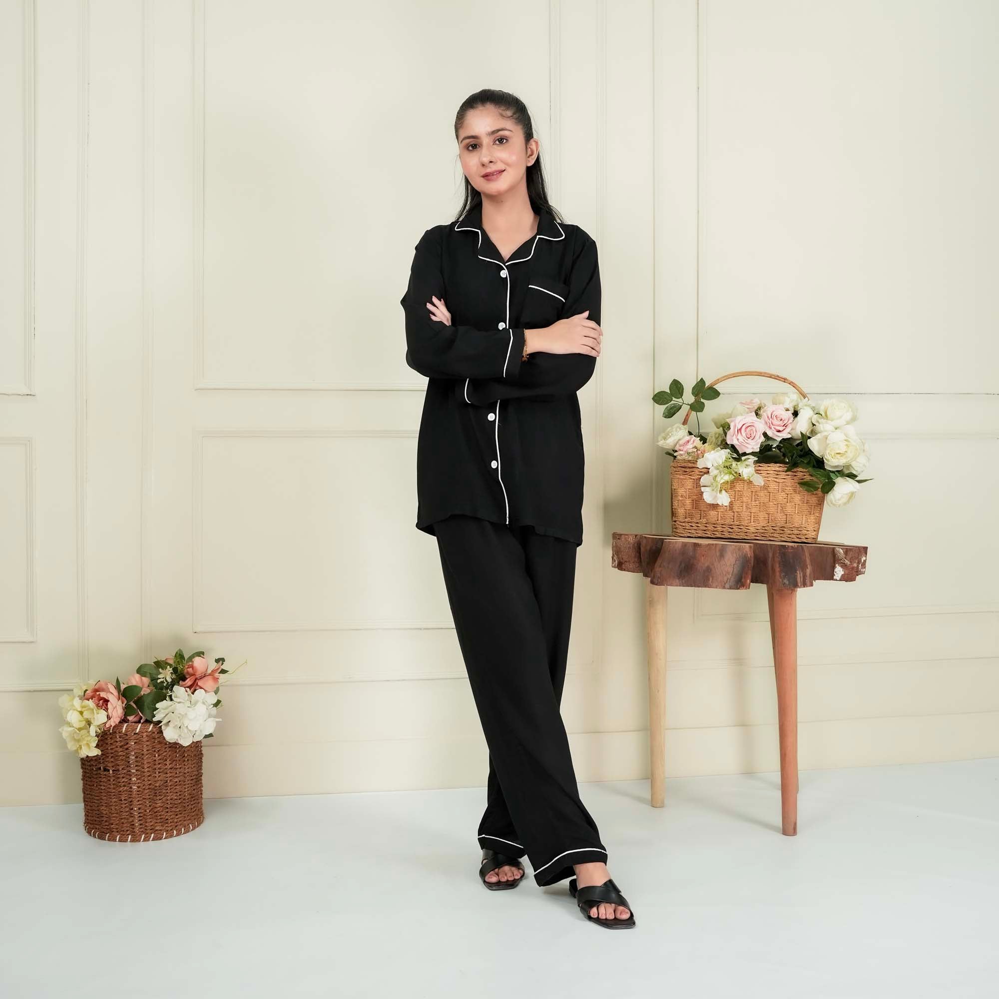 Solid Black Sleepwear