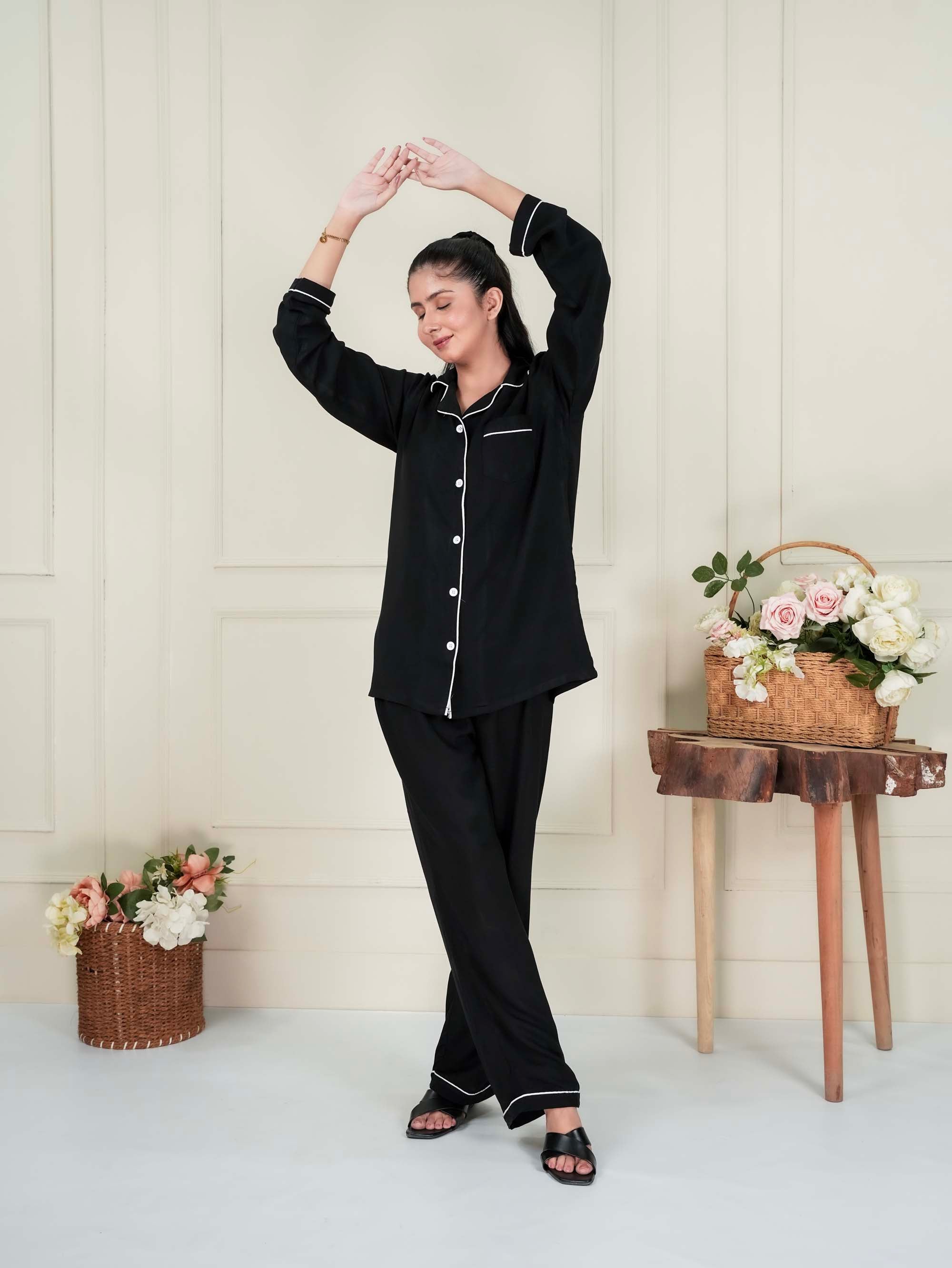 Solid Black Sleepwear