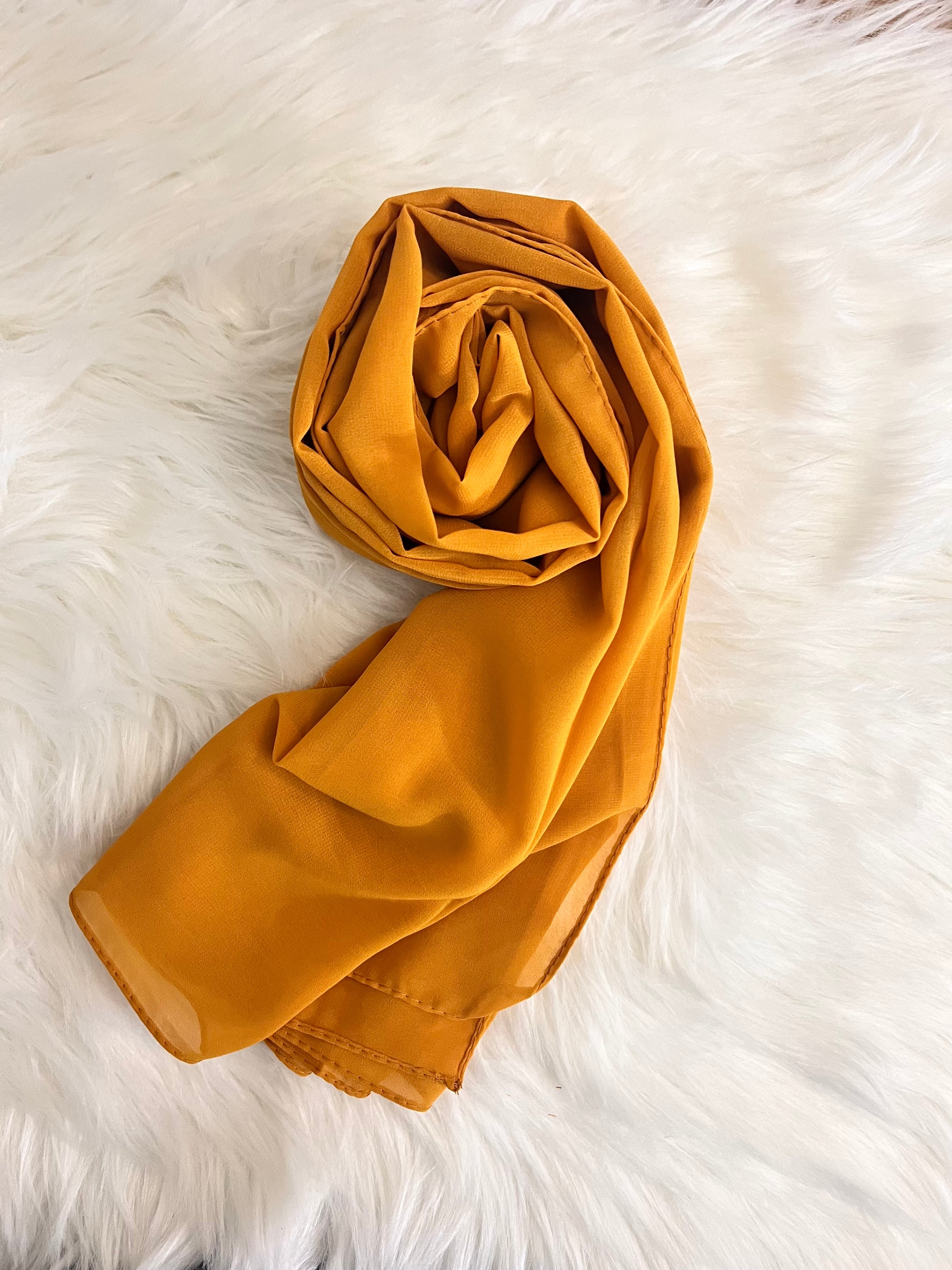 Essential Georgette Hijab/Stole- Mustard Yellow